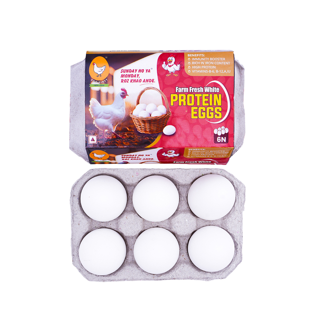 Farm Fresh White Eggs Pack of 6