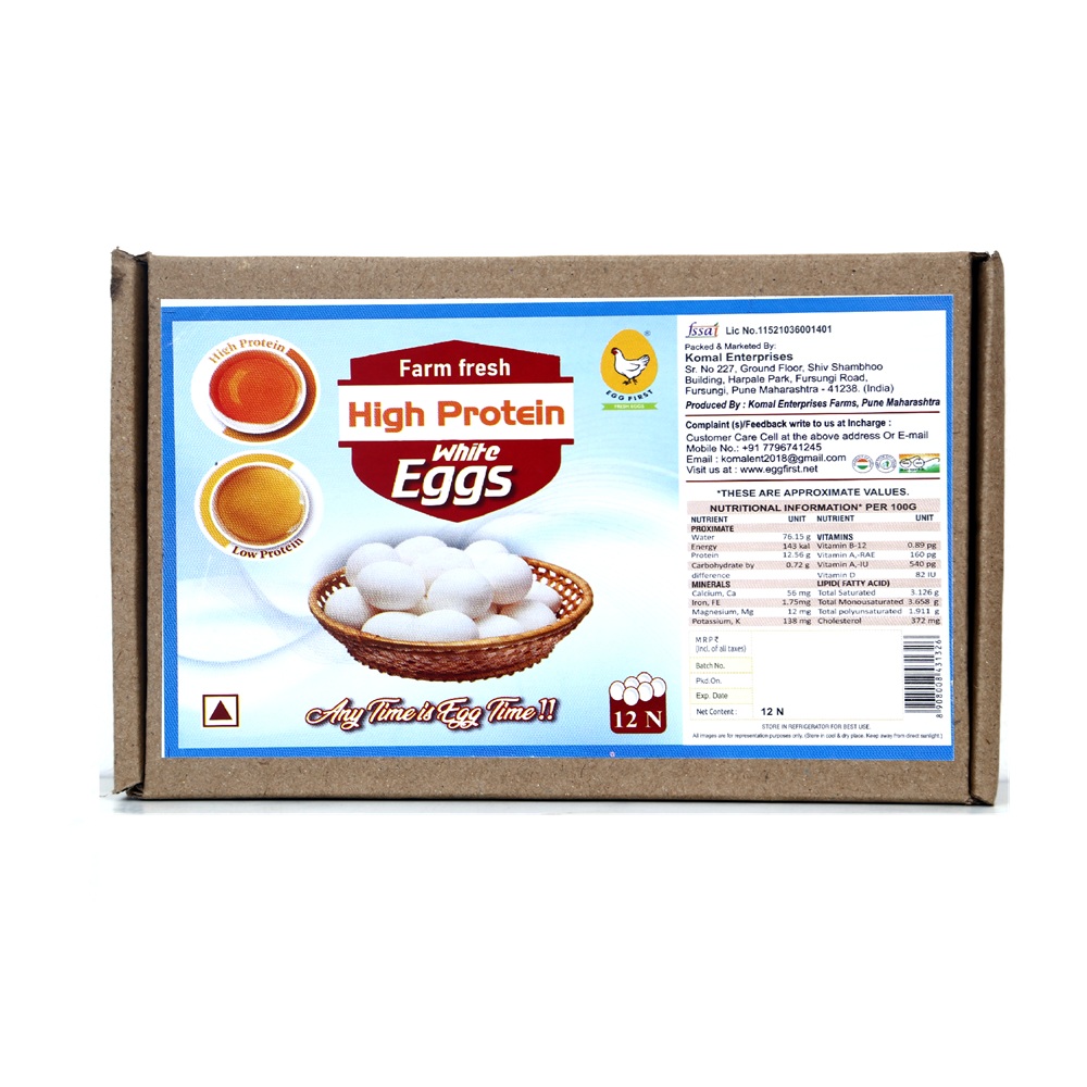 High Protein White Eggs Pack of 12